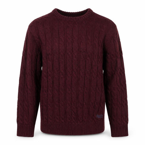 Superdry Men Red 2XL Cable-Knit Crew Neck Jumper