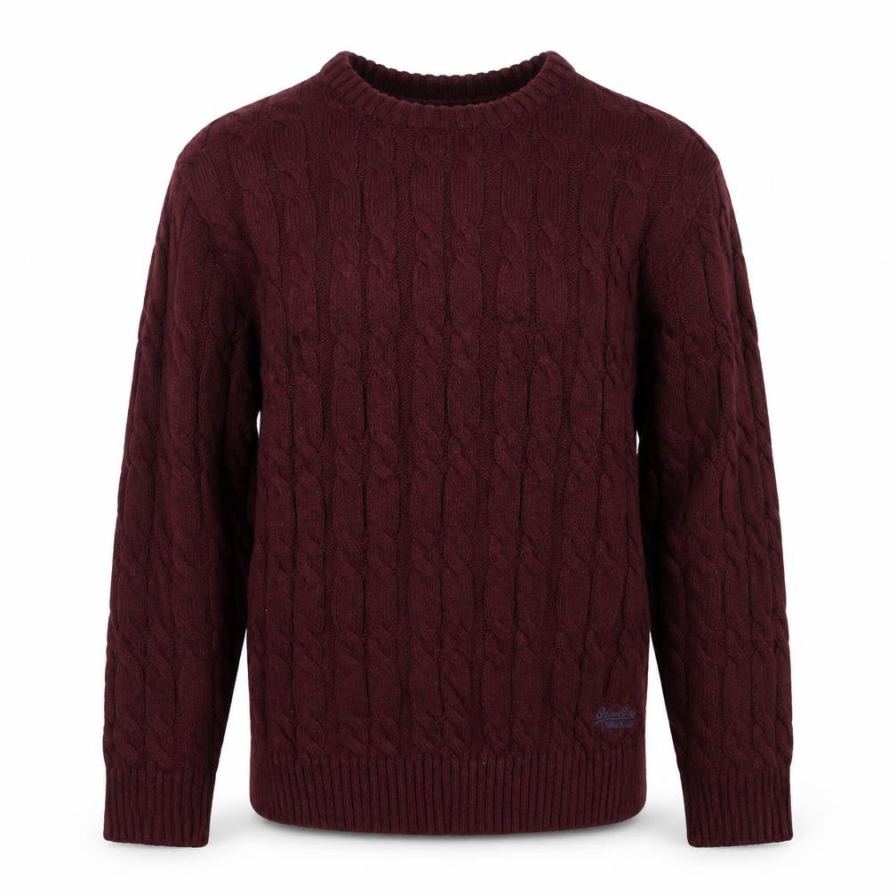 Superdry Men Red 2XL Cable-Knit Crew Neck Jumper