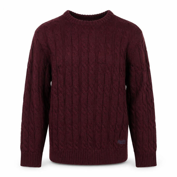 Superdry Men Red 2XL Cable-Knit Crew Neck Jumper