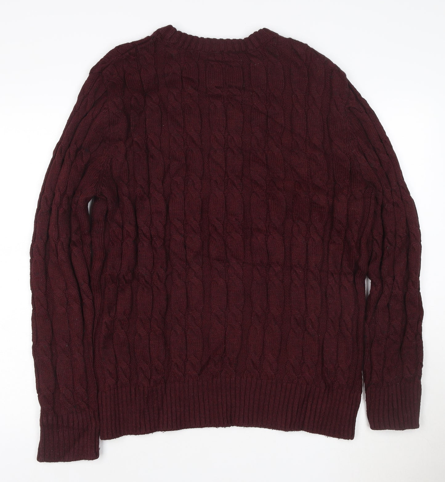 Superdry Men Red 2XL Cable-Knit Crew Neck Jumper