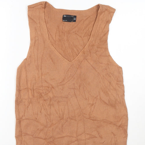 ASOS Women’s Brown Ribbed V-Neck Knit Tank Top Size 18