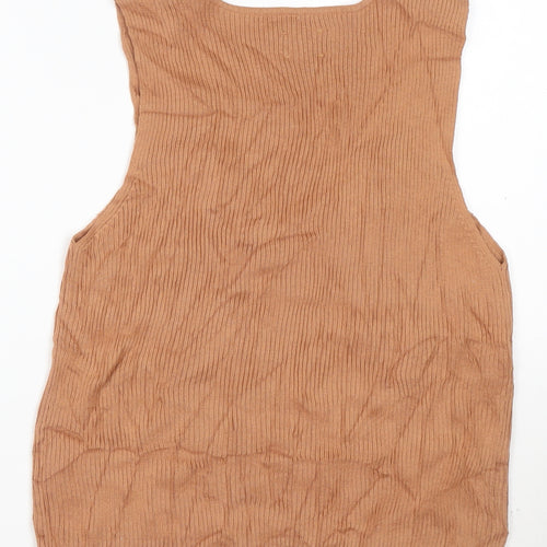 ASOS Women’s Brown Ribbed V-Neck Knit Tank Top Size 18