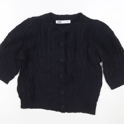 ZARA Women's Black Cable-Knit Button Cardigan Size S