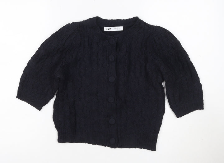ZARA Women's Black Cable-Knit Button Cardigan Size S