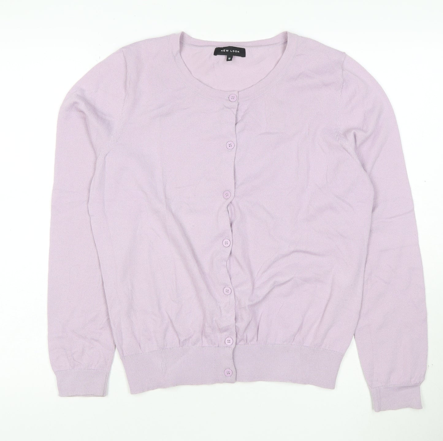 New Look Womens Lilac Cardigan Size 12 Long Sleeve Button Knit