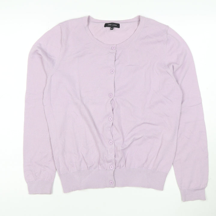 New Look Womens Lilac Cardigan Size 12 Long Sleeve Button Knit