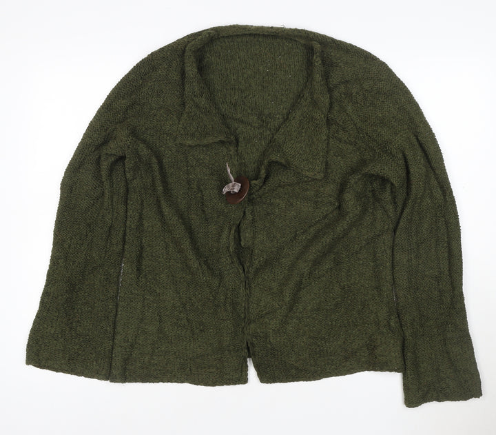 Per Una Women's Green Wool Blend Collared Cardigan XL