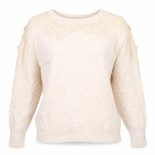 Topshop Women's Beige Lace Shoulder Long Sleeve Jumper Size 12