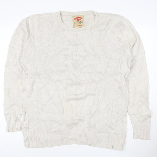Lee Cooper Men's Beige Cotton Crew Neck Jumper XL