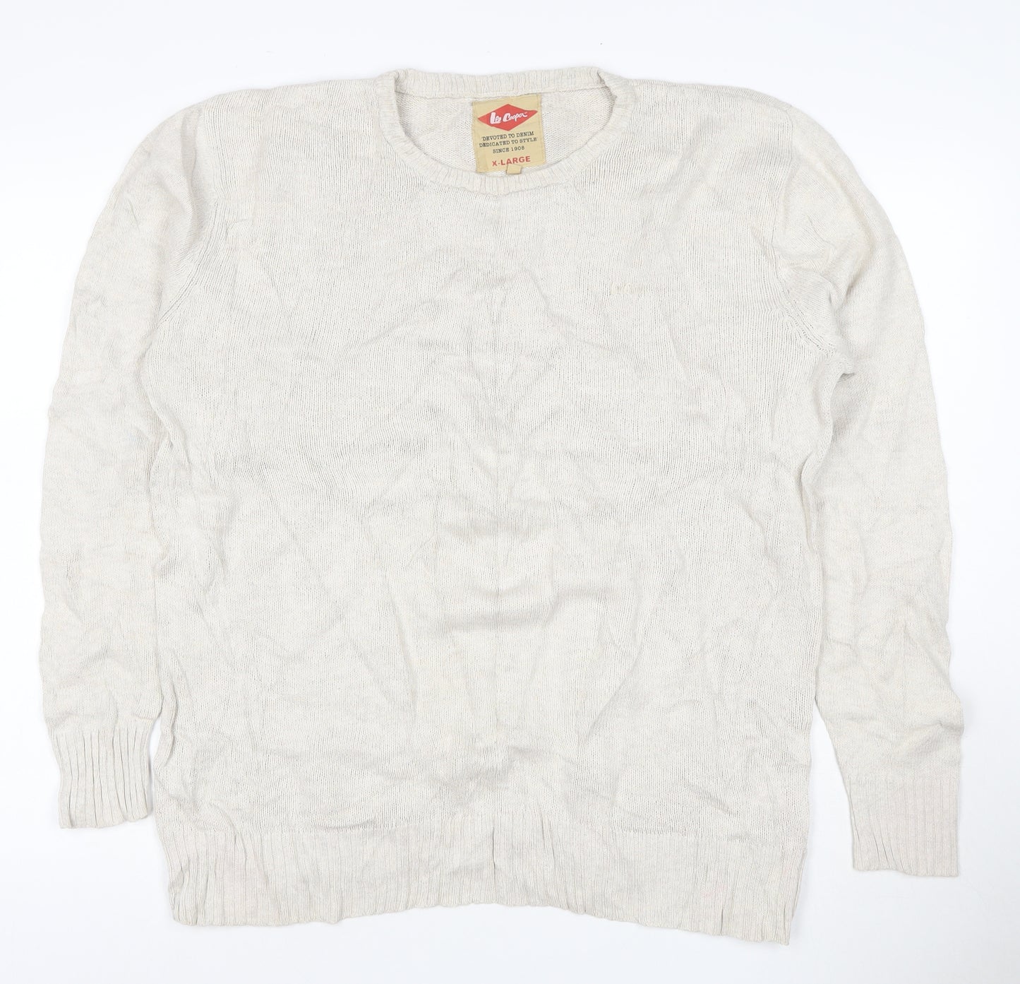 Lee Cooper Men's Beige Cotton Crew Neck Jumper XL