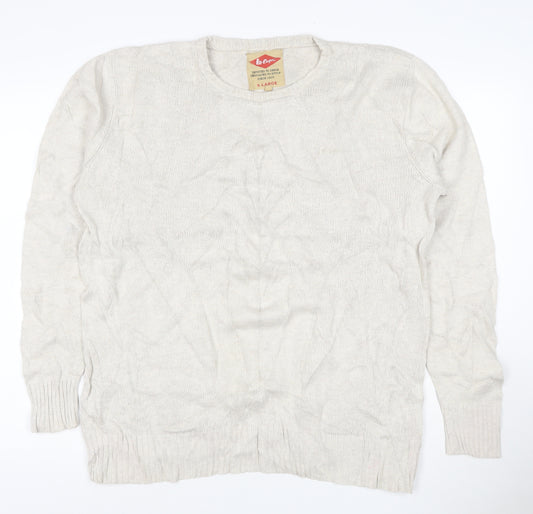 Lee Cooper Men's Beige Cotton Crew Neck Jumper XL