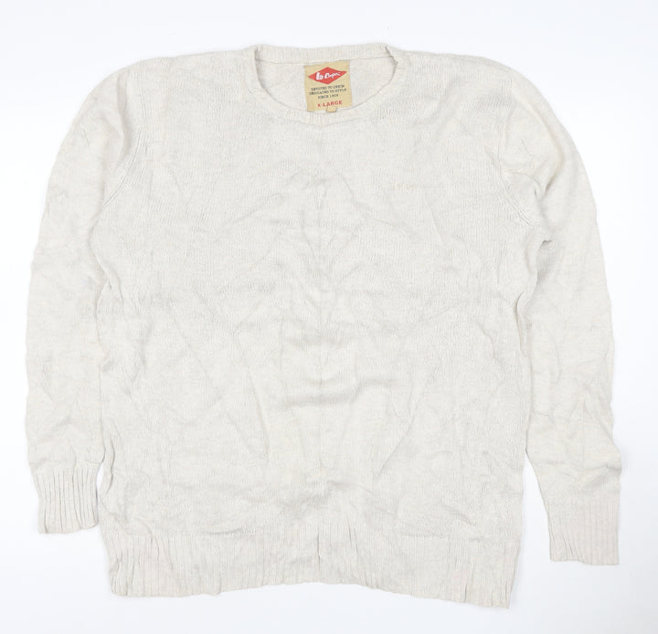 Lee Cooper Men's Beige Cotton Crew Neck Jumper XL