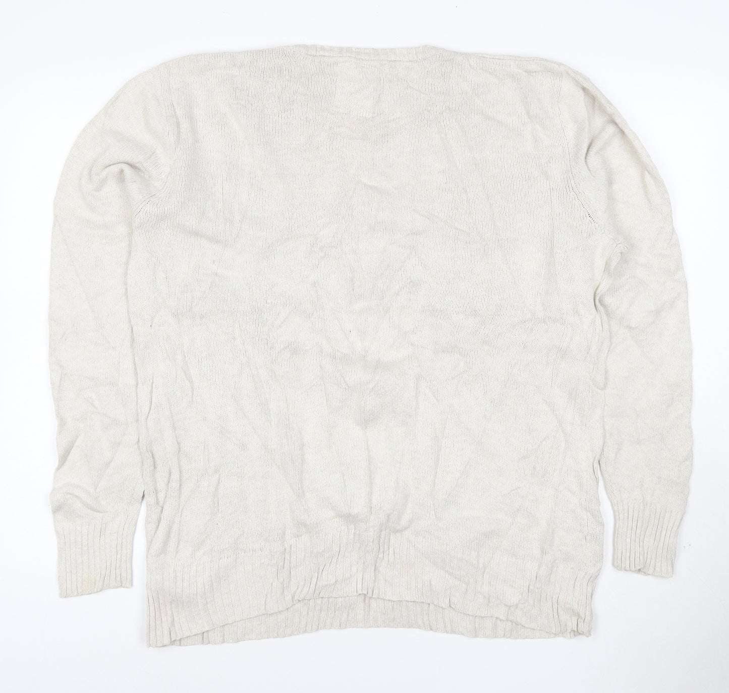 Lee Cooper Men's Beige Cotton Crew Neck Jumper XL