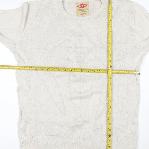 Lee Cooper Men's Beige Cotton Crew Neck Jumper XL