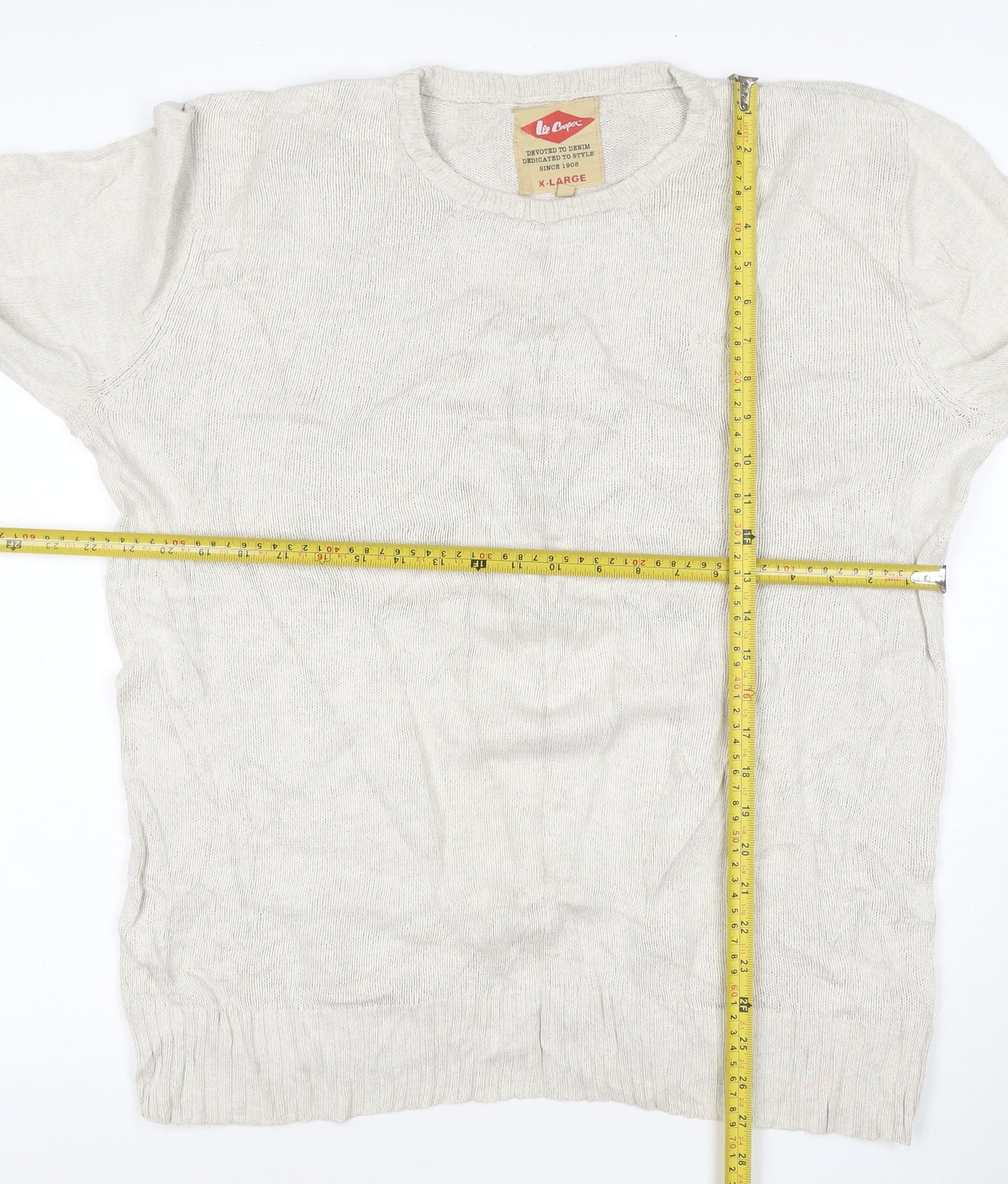Lee Cooper Men's Beige Cotton Crew Neck Jumper XL