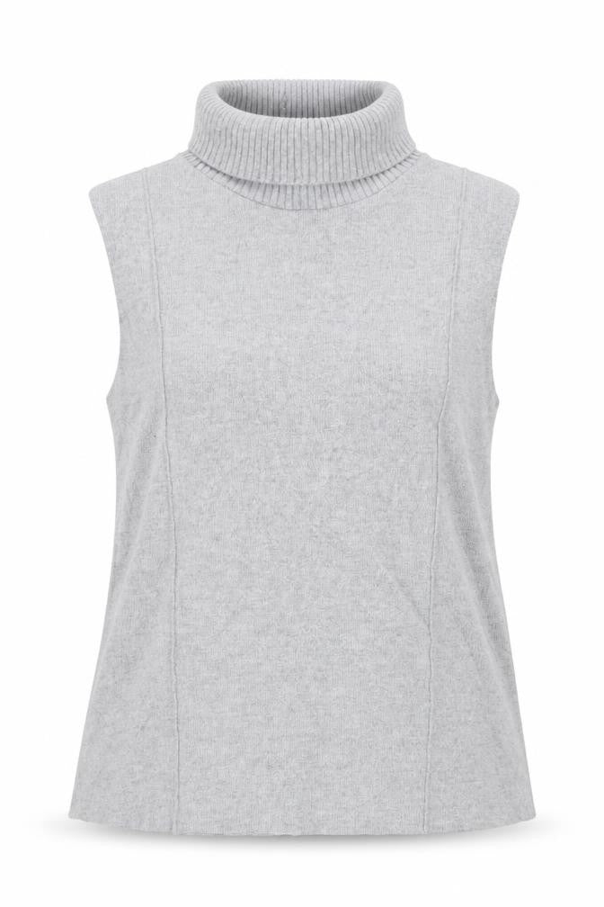 ZARA Women’s Grey Roll Neck Sleeveless Knit Jumper Size S