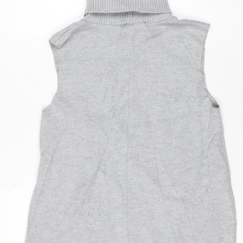 ZARA Women’s Grey Roll Neck Sleeveless Knit Jumper Size S