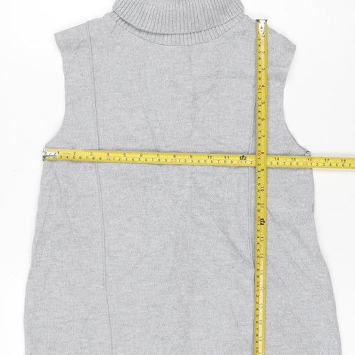 ZARA Women’s Grey Roll Neck Sleeveless Knit Jumper Size S