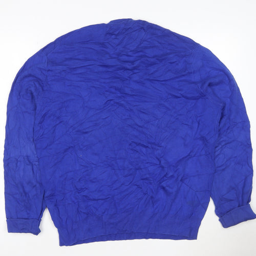 Ralph Lauren Men's Blue V-Neck Cotton Pullover Jumper Size L