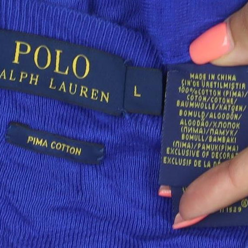 Ralph Lauren Men's Blue V-Neck Cotton Pullover Jumper Size L