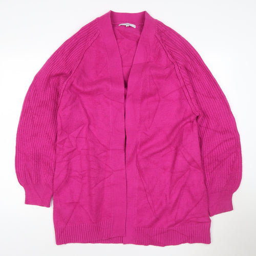 Next Women’s Pink Cardigan L Long Sleeve Open Knit Relaxed Fit