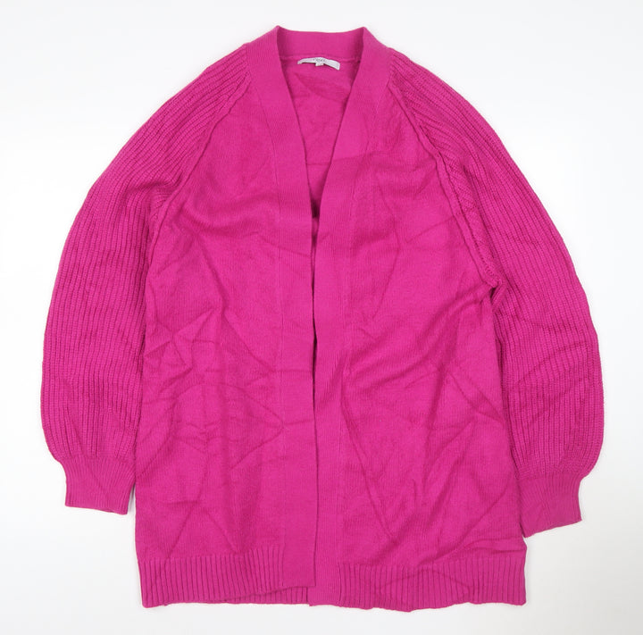 Next Women’s Pink Cardigan L Long Sleeve Open Knit Relaxed Fit
