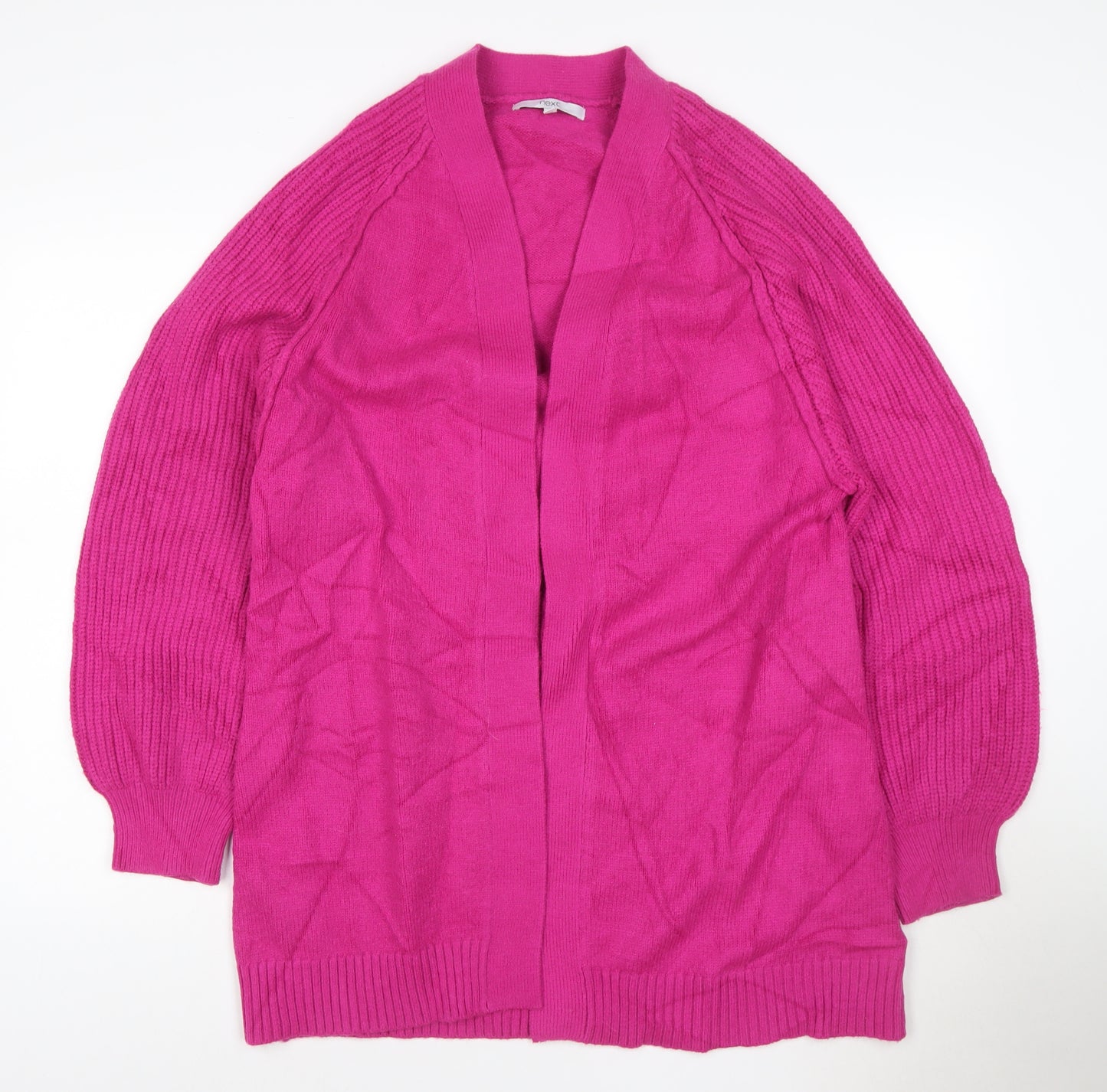 Next Women’s Pink Cardigan L Long Sleeve Open Knit Relaxed Fit
