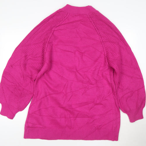 Next Women’s Pink Cardigan L Long Sleeve Open Knit Relaxed Fit