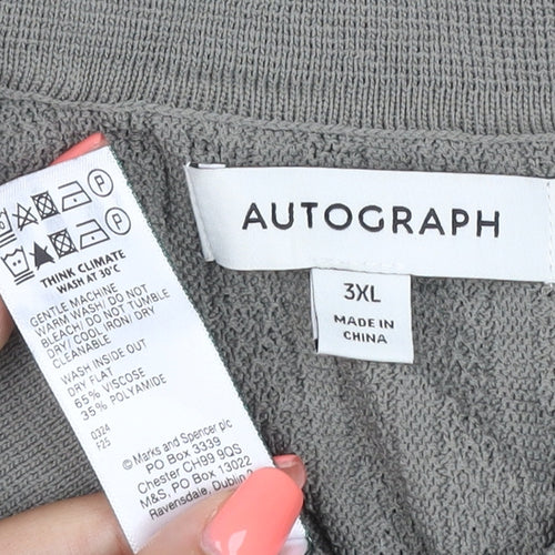 Marks and Spencer Autograph Women's Grey 3XL Short Sleeve Collared Cardigan