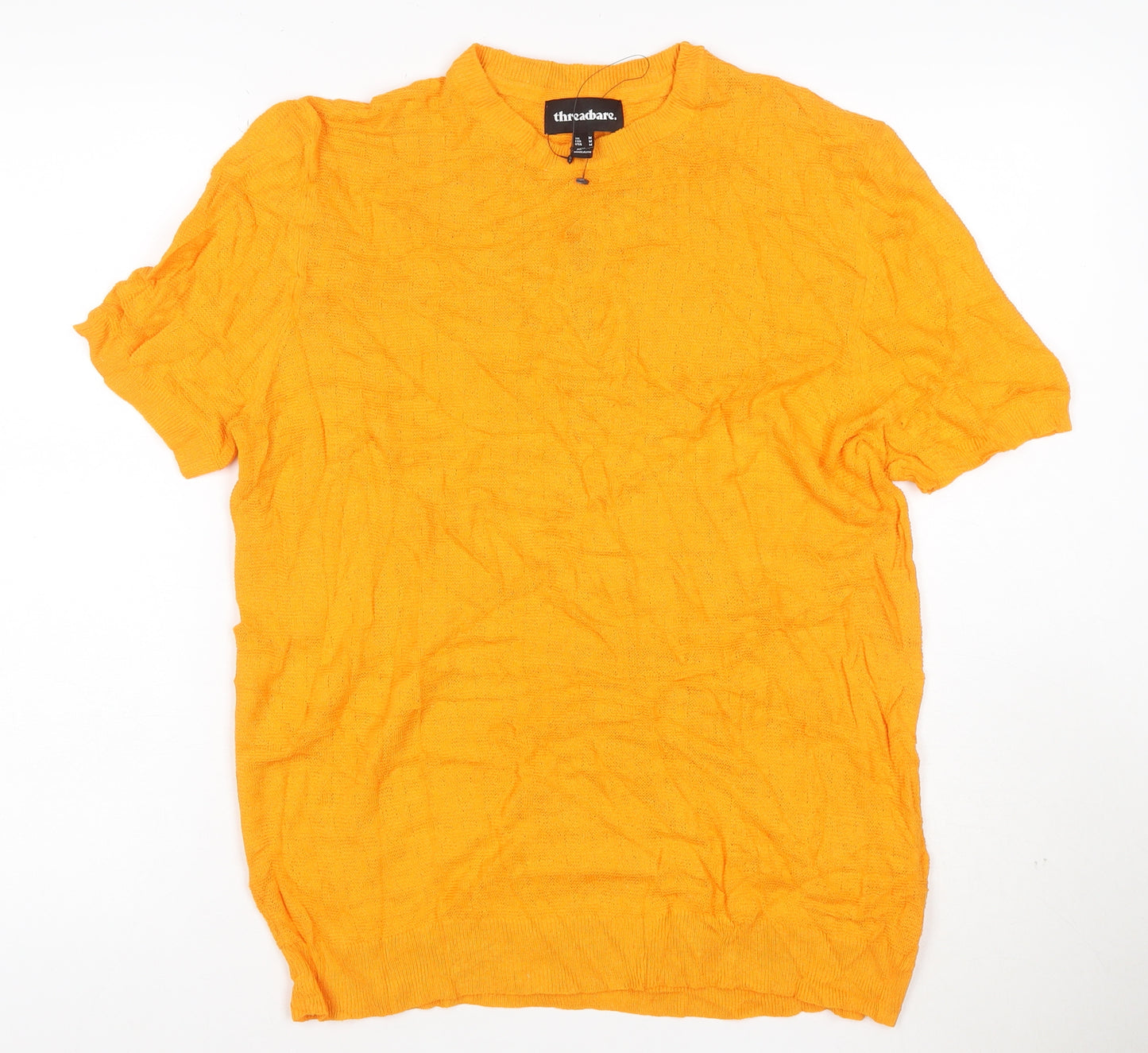 Threadbare Men's Yellow Short Sleeve Crew Neck Cotton Jumper M