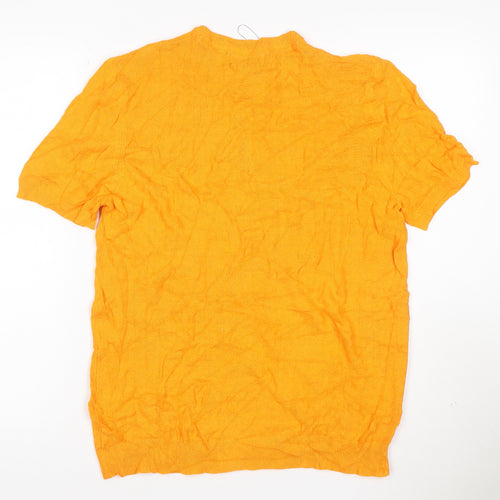 Threadbare Men's Yellow Short Sleeve Crew Neck Cotton Jumper M