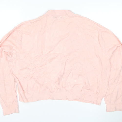 French Connection Pink V-Neck Button Cardigan S Lightweight Knit