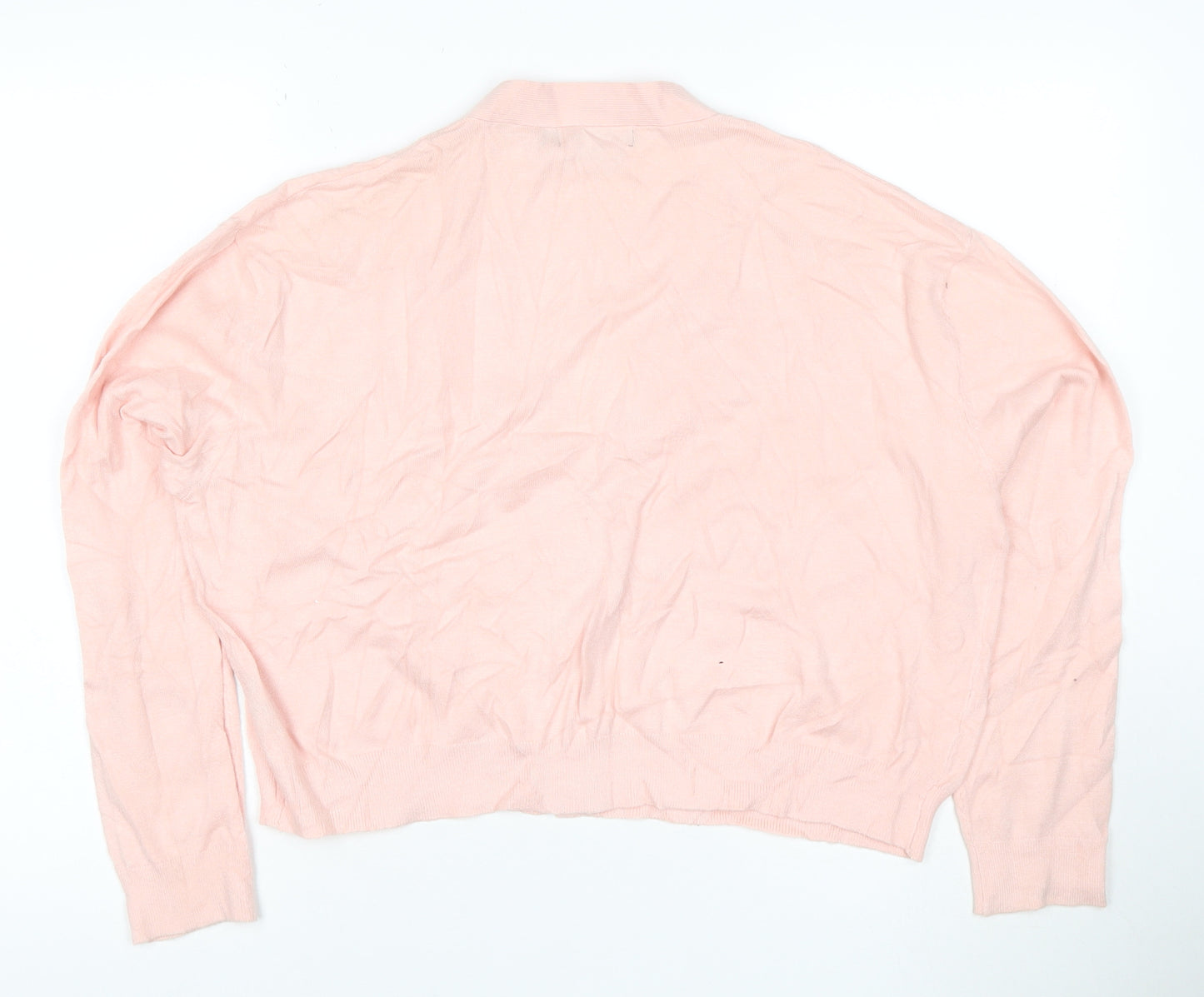 French Connection Pink V-Neck Button Cardigan S Lightweight Knit