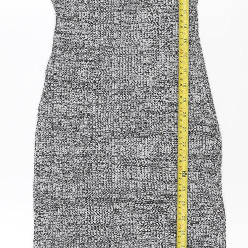 H&M Women Grey Bodycon Knit Midi Dress Size 12 Long Sleeve