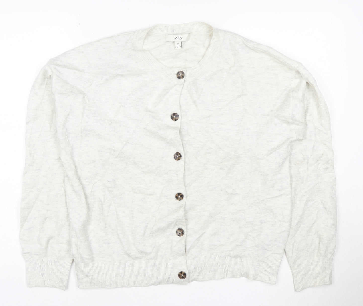 Marks and Spencer Women's Ivory Knit Button Cardigan Size M