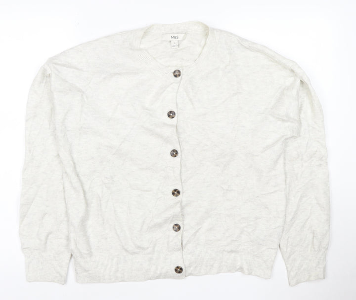 Marks and Spencer Women's Ivory Knit Button Cardigan Size M