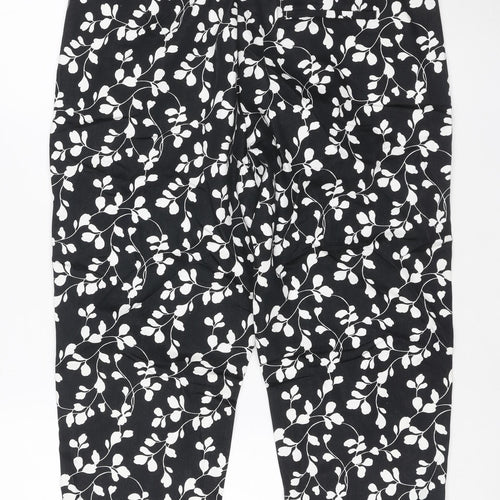 The Mia Women's Black Floral Slim Short Trousers Size 14