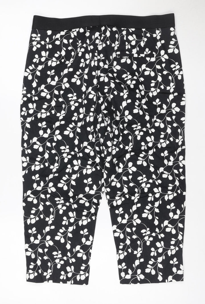 The Mia Women's Black Floral Slim Short Trousers Size 14