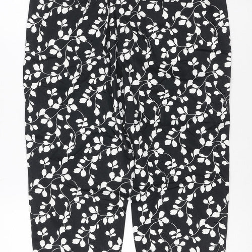 The Mia Women's Black Floral Slim Short Trousers Size 14