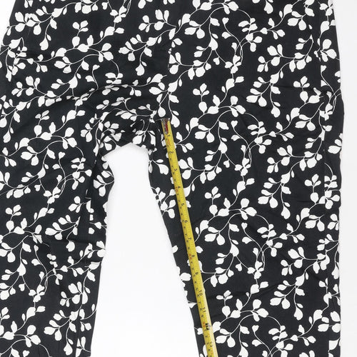 The Mia Women's Black Floral Slim Short Trousers Size 14