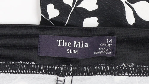 The Mia Women's Black Floral Slim Short Trousers Size 14