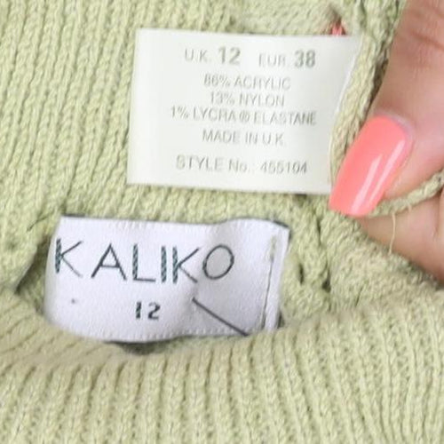 Kaliko Women's Green Knit Strapless Tie Blouse Size 12