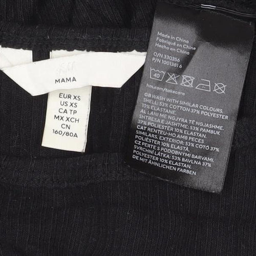 H&M Women Black XS Long Sleeve Shift Knit Dress