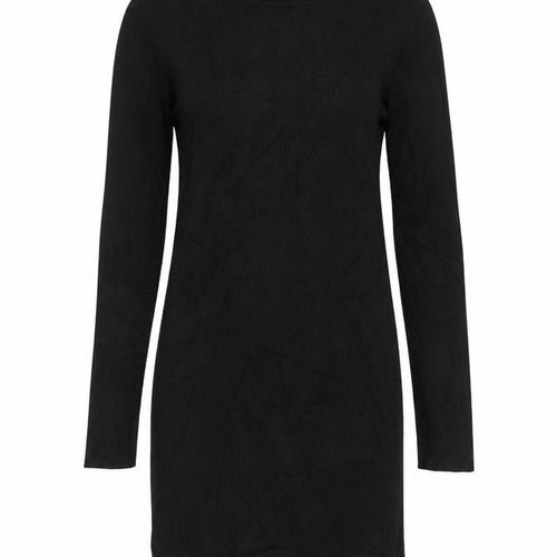 Stradivarius Women Black Bodycon Knit Long Sleeve High Neck Dress M