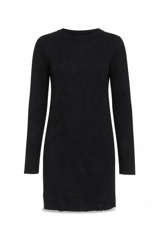 Front view of Stradivarius Women Black Bodycon Knit Long Sleeve High Neck Dress M