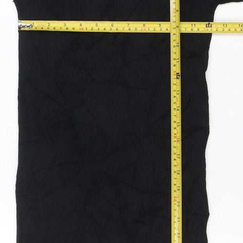 Stradivarius Women Black Bodycon Knit Long Sleeve High Neck Dress M