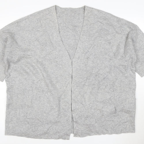 Phase Eight Womens Grey V-Neck Short Sleeve Knit Cardigan L