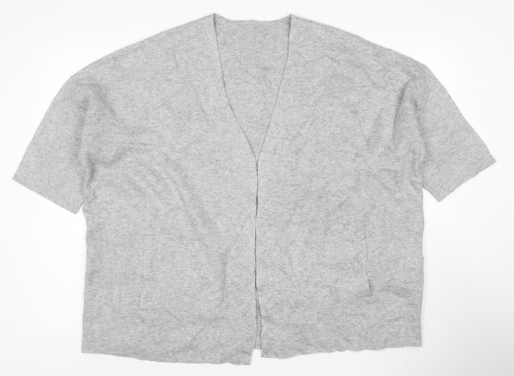 Phase Eight Womens Grey V-Neck Short Sleeve Knit Cardigan L
