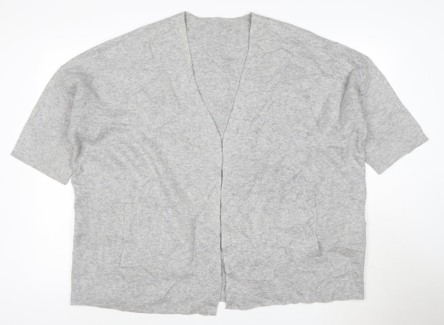 Phase Eight Womens Grey V-Neck Short Sleeve Knit Cardigan L
