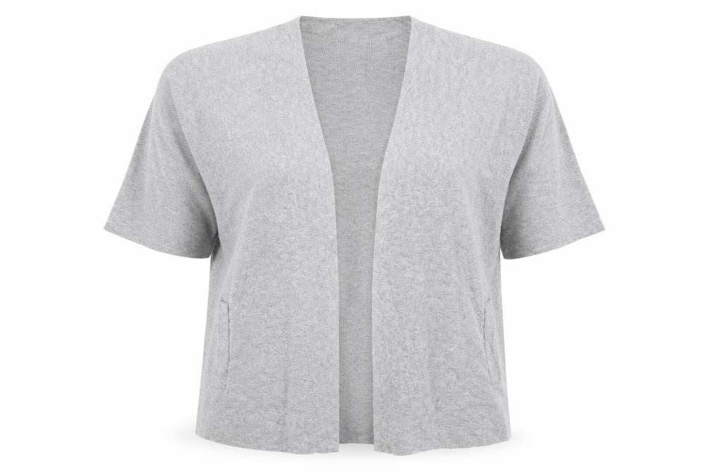 Phase Eight Womens Grey V-Neck Short Sleeve Knit Cardigan L